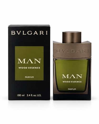 Bvlgari Man Wood Essence Parfum 100 ml - caja y frasco