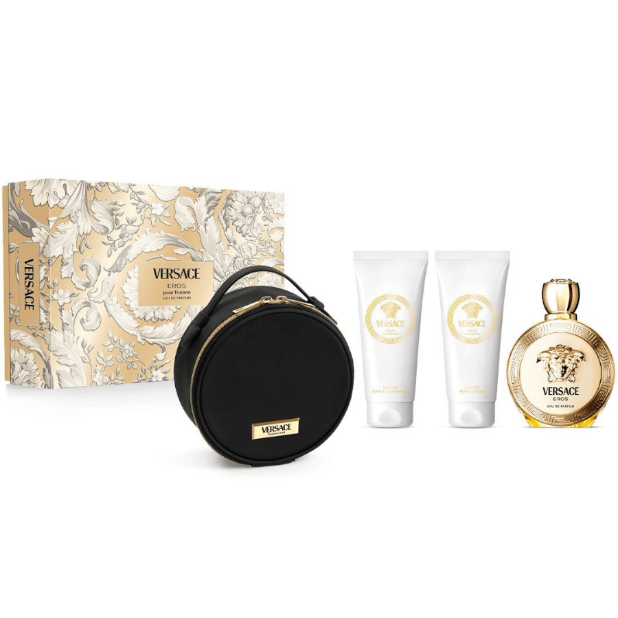 Perfume Versace Kit Eros + Cosmetiquera Eau de Parfum 100ml Mujer - Perfumes Bogotá